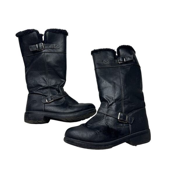 totes Shoes - totes Size 9 Black Ashton Faux Fur Pull on Buckled Knee High Boots Fall Winter
